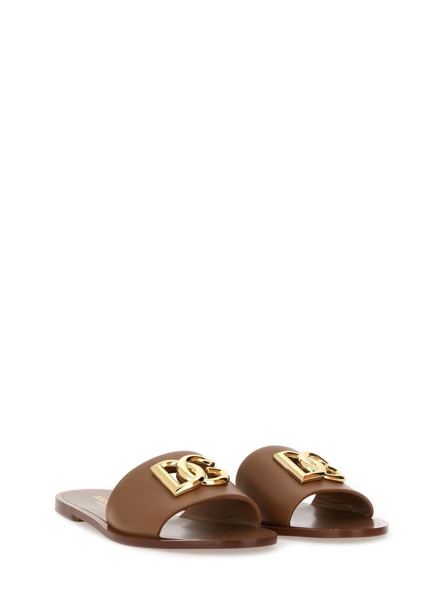 Dolce & Gabbana Leather Slide Sandal