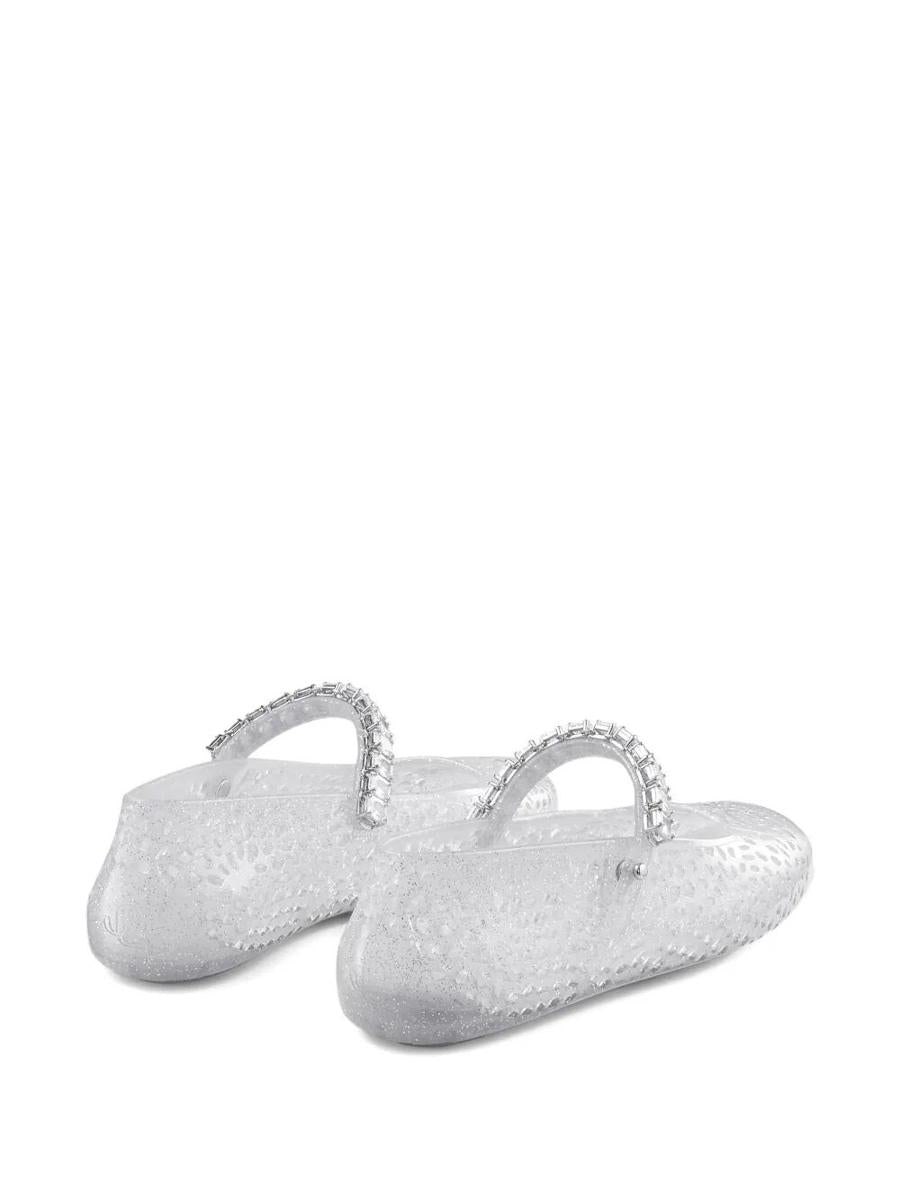 Jimmy Choo Clear Jelly Ballerina Flats With Crystal Embellishment Shoes