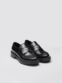 Prada Chocolate Brushed Leather Loafers