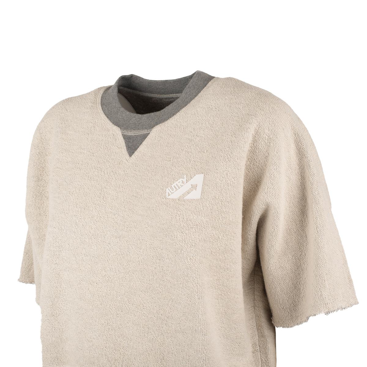 Autry Gray Melange Cotton Jersey Cropped Sweatshirt