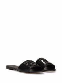 Dolce & Gabbana Dg Logo Leather Flat Sandals