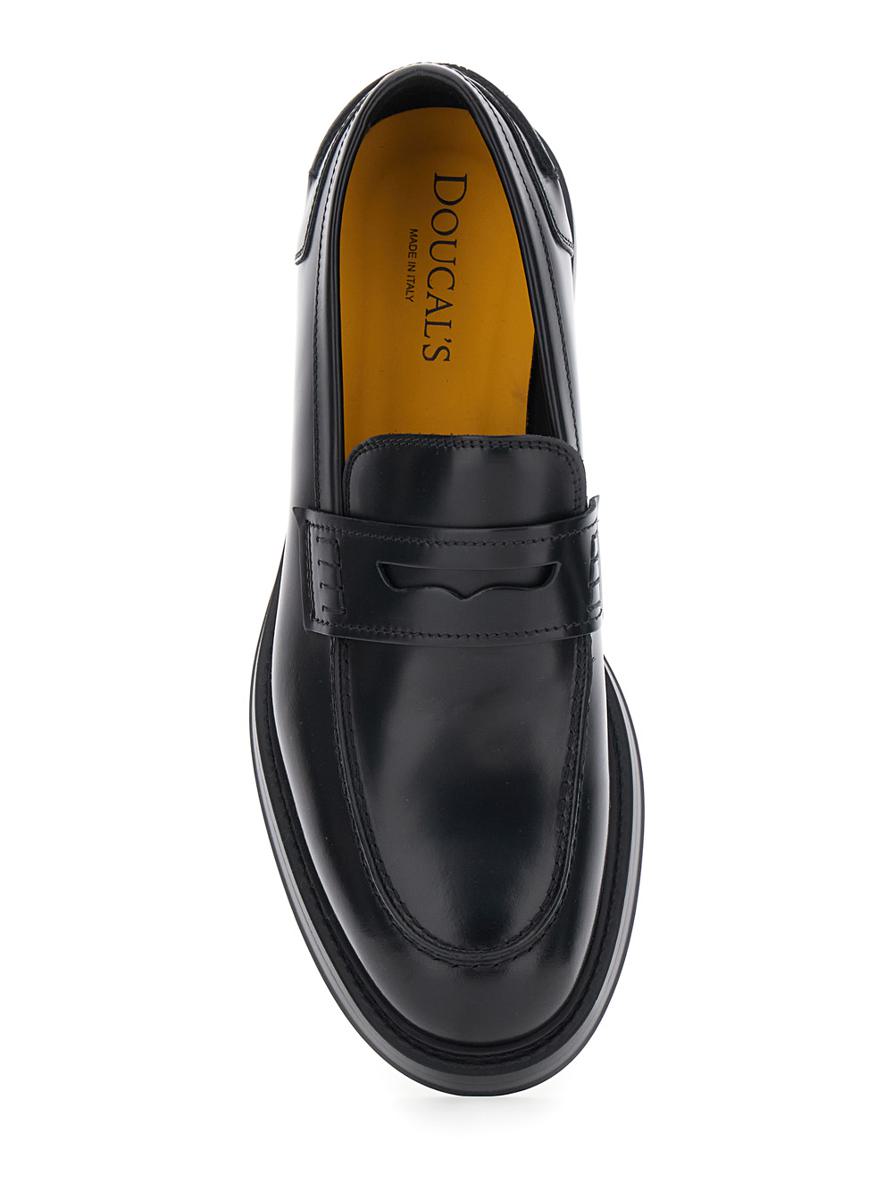 'Adler' Black Slip-On Loafers In Smooth Leather Man
