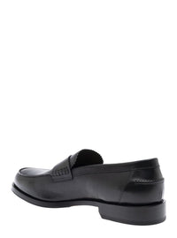 Black Loafers With Almond Toe In Leather Man