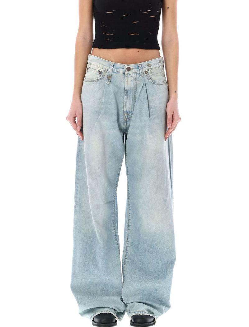 R13 Damon Pleated Wide Leg Jean