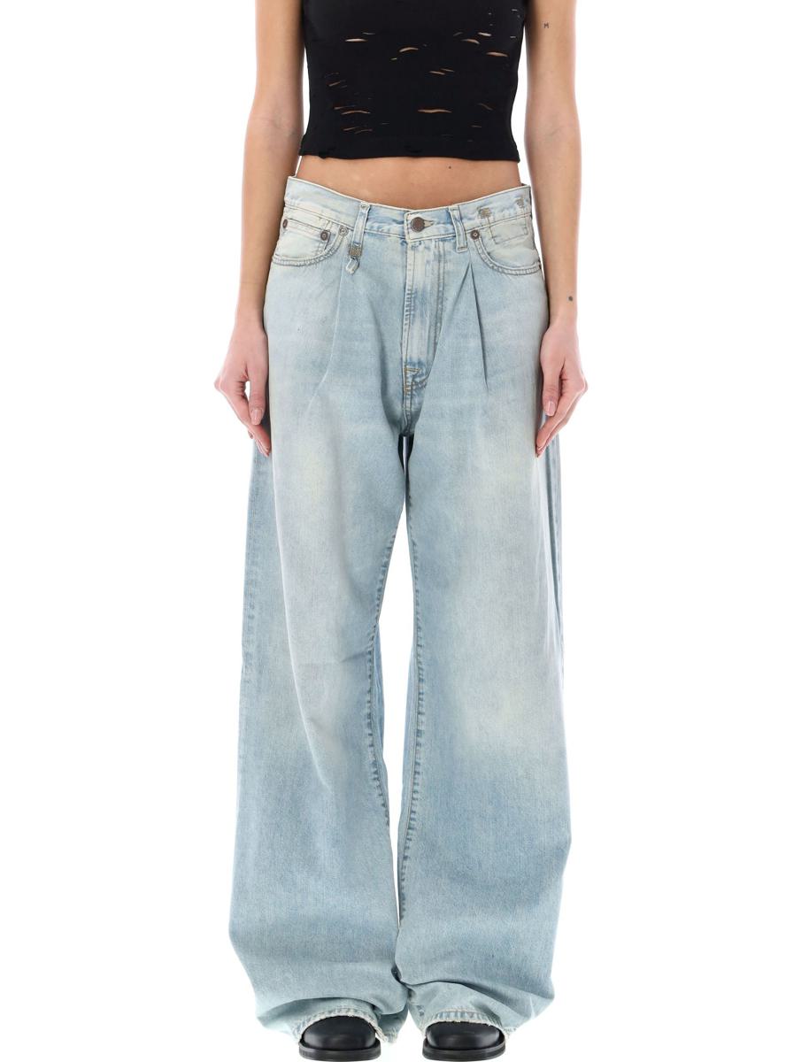 R13 Damon Pleated Wide Leg Jean