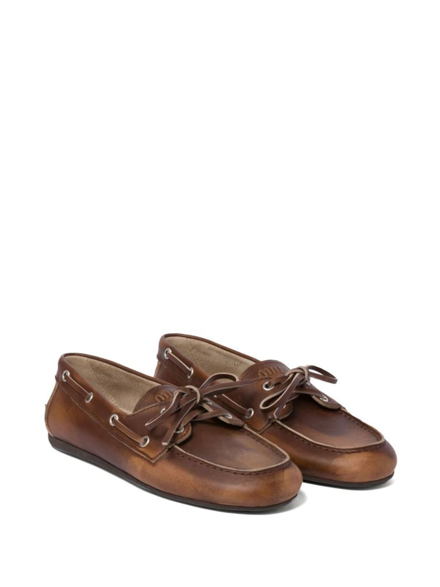 Miu Miu Unlined Bleached Leather Loafers Shoes