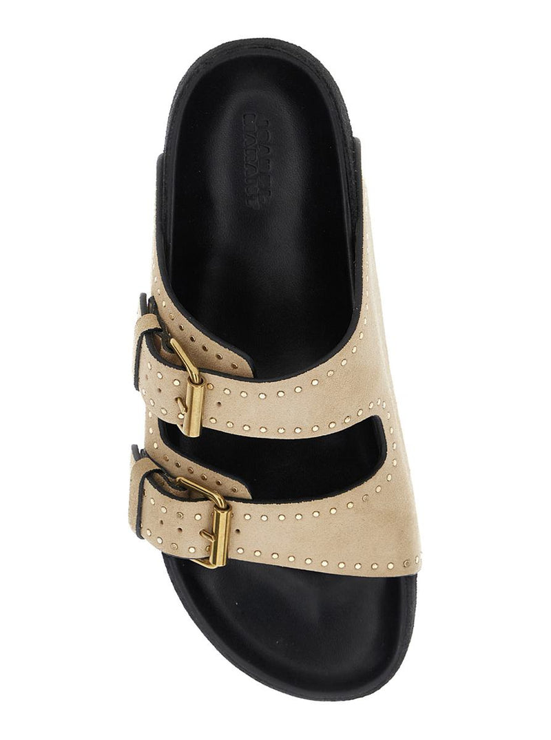 'Lennyo' Beige Slip-On Sandals With Stud Details In Suede Woman