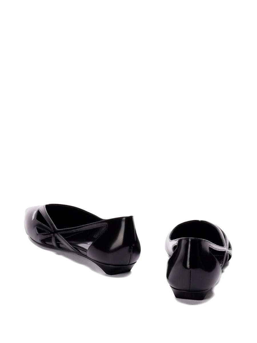 Prada 15Mm Cut-Out Leather Ballerina Shoes