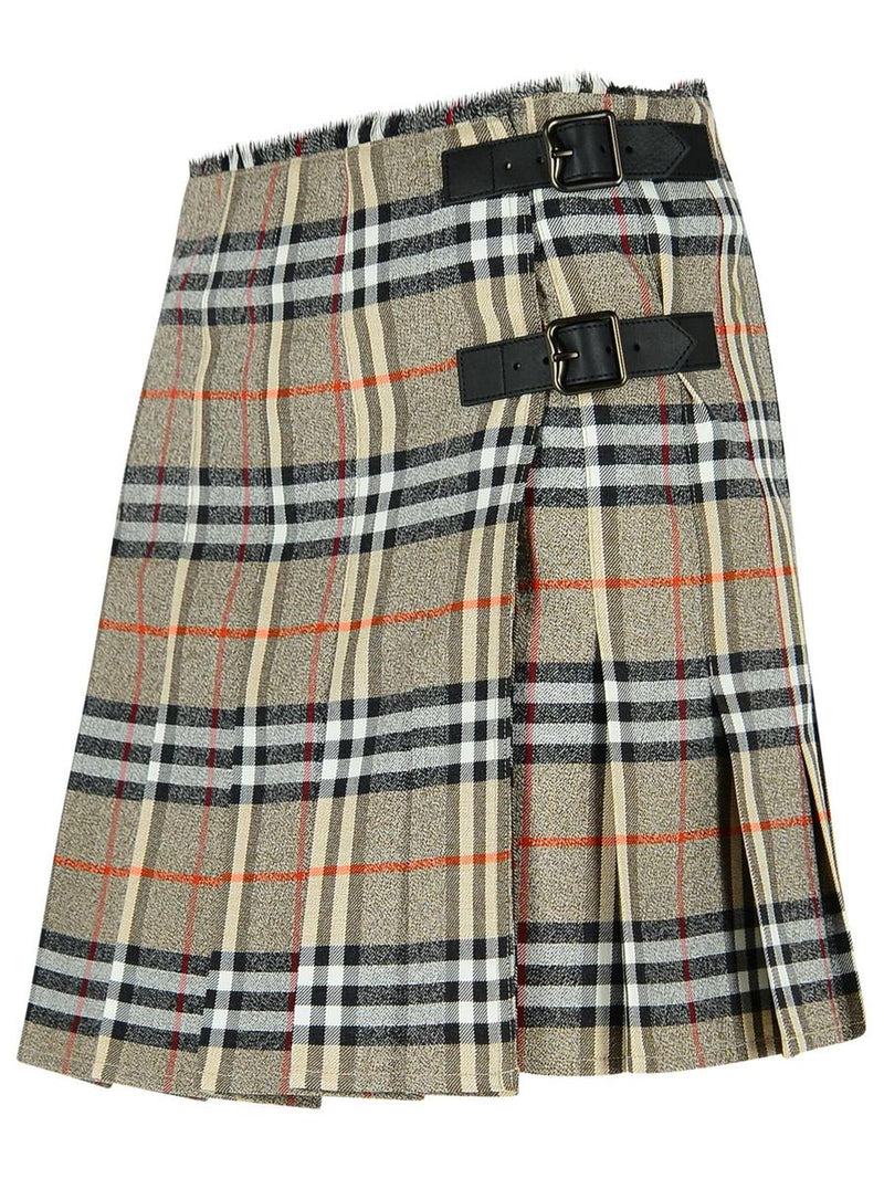 Burberry Grey Wool Mini Kilt