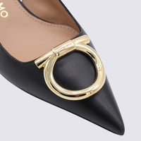 Salvatore Ferragamo Black Leather Sara 40 Pumps