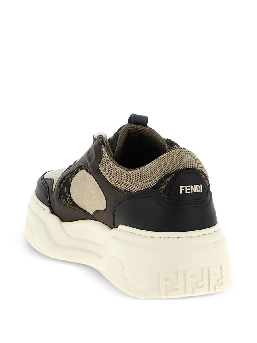 Fendi Force Leather Sneakers With Ff Jacquard And Mesh Details Shoes