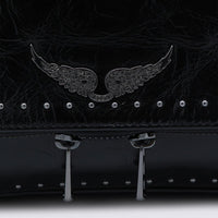 Zadig&Voltaire Black Leather Rock Ii Vintage Patent Studs Shoulder Bag