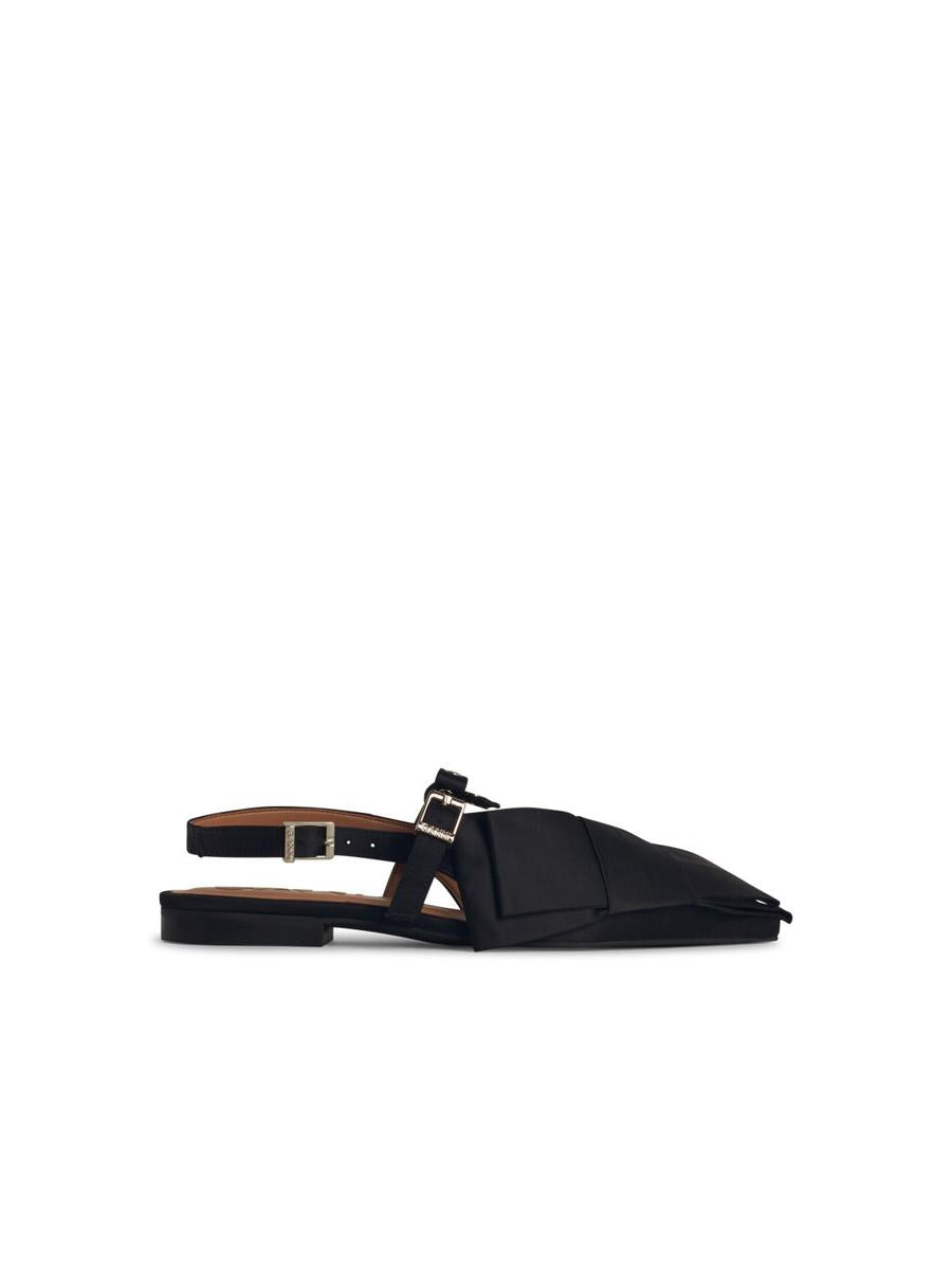 Ganni 'Big Bow' Black Polyester Ballet Flats
