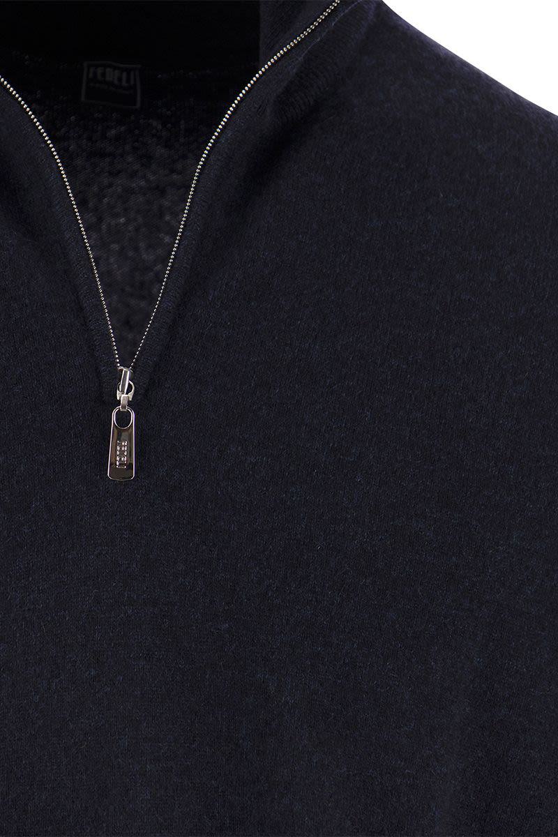 Fedeli Favonio - Zip Turtleneck Sweater In Cashmere