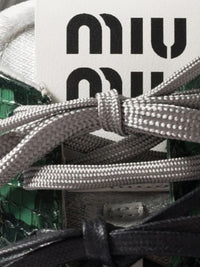 Miu Miu Gymnasium Technical Fabric And Python-Print Ayers Leather Sneakers Shoes