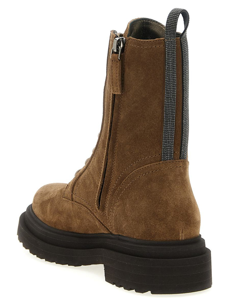Brunello Cucinelli Suede Combat Boots Monile