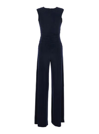 Sleeveless V Neck Shirred Waist Jumpsuit
