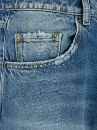 'Bea' Blue Jeans With Wide Leg And Logo Patch On The Rear In Denim Woman