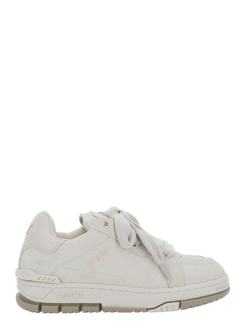 'Area Haze' White Low Top Sneakers With Laminated Leather In Leather Blend Woman