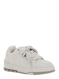 'Area Haze' White Low Top Sneakers With Laminated Leather In Leather Blend Woman