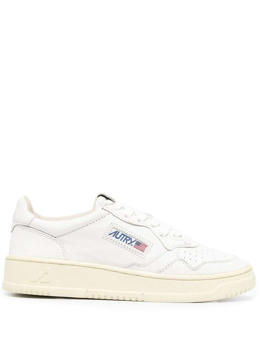 White Leather Sneakers With Logo Autry Woman