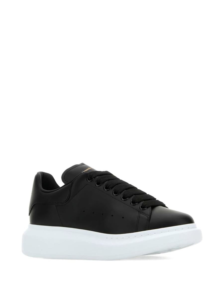 Alexander McQueen Oversized Black Leather Sneakers With Contrasting Platform