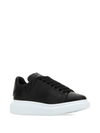 Alexander McQueen Oversized Black Leather Sneakers With Contrasting Platform