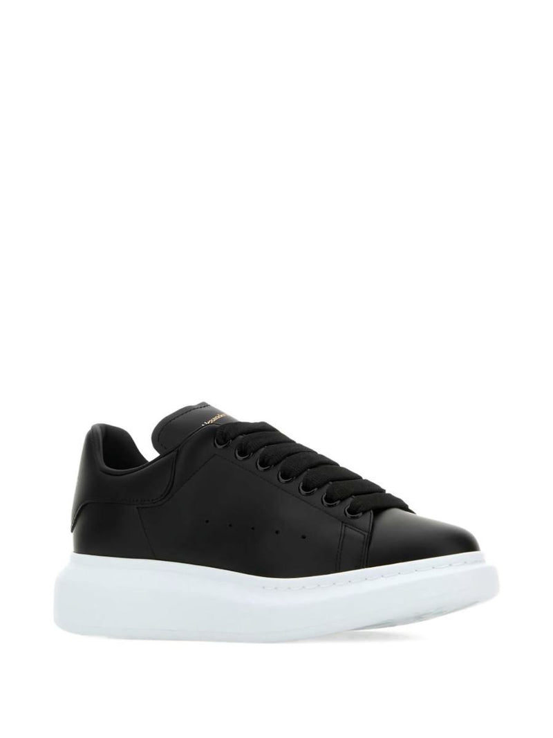 Alexander McQueen Oversized Black Leather Sneakers With Contrasting Platform
