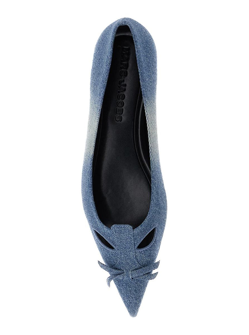 'The Kat' Blue Ballerinas With Cut-Out Detail And Bow On The Front In Cotton Woman