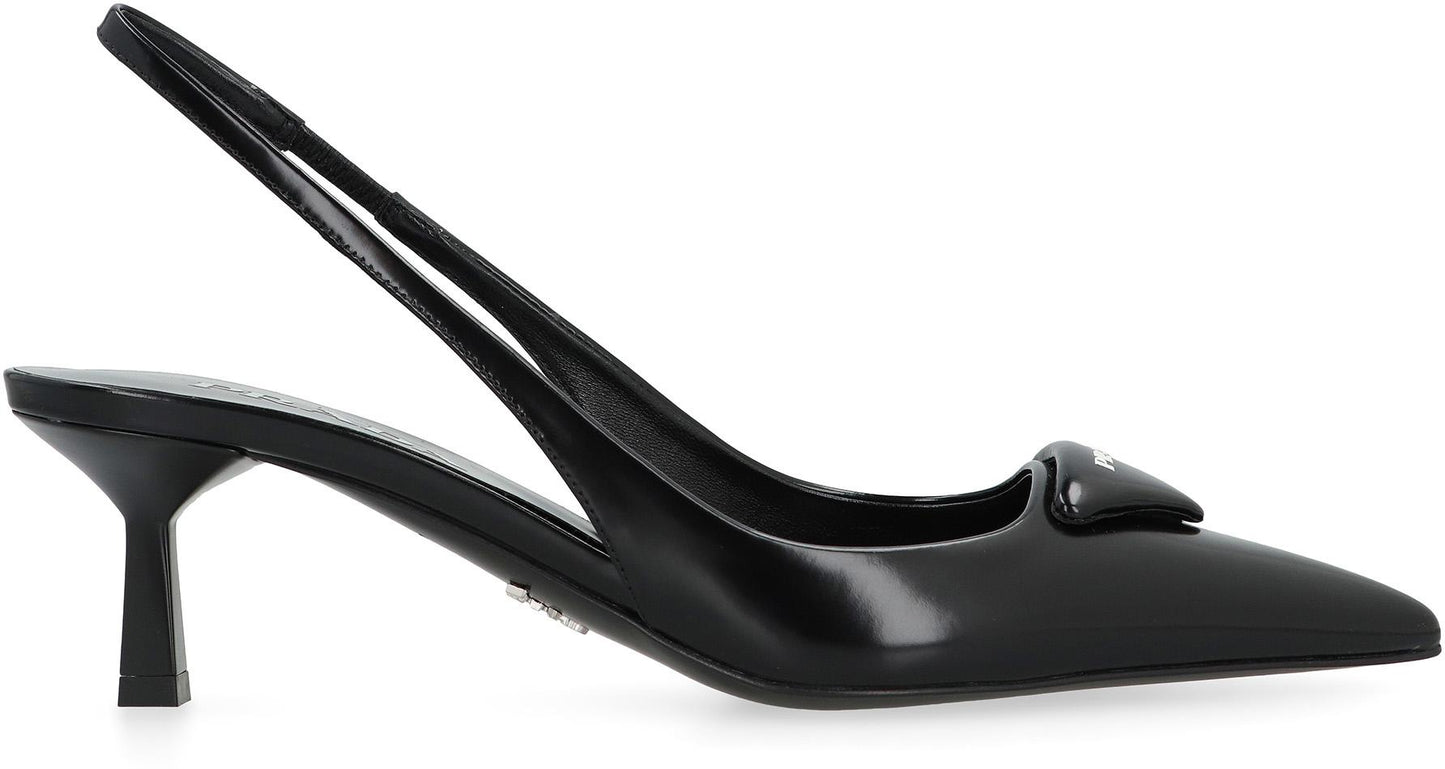 Prada Leather Pointy-Toe Slingback