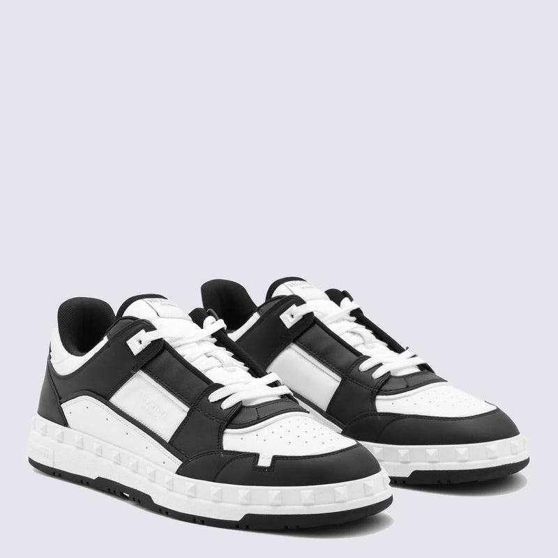 Valentino Garavani Black And White Leather Sneakers