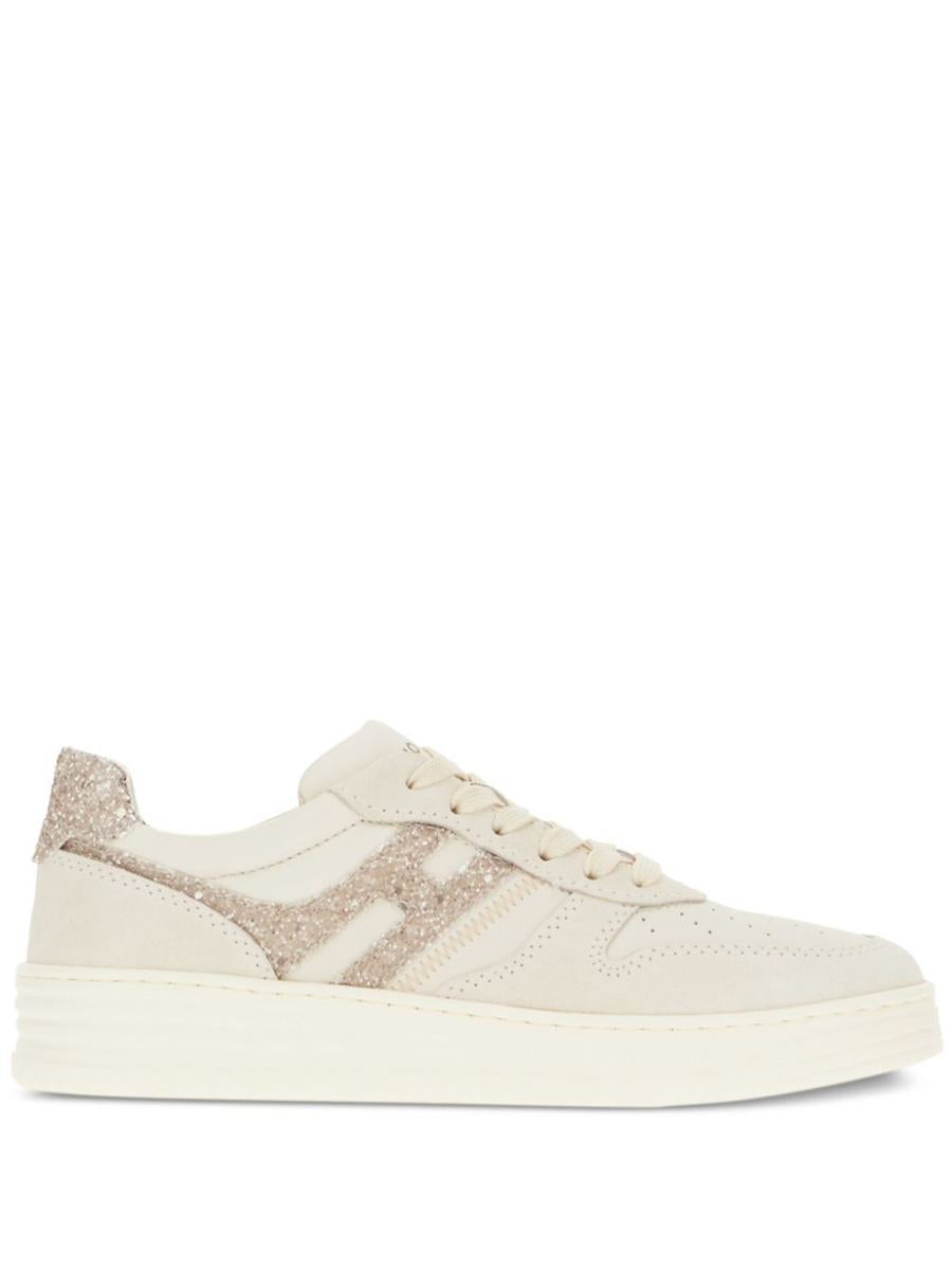 Hogan Suede And Smooth Leather H630 Sneakers With Glittered H Shoes