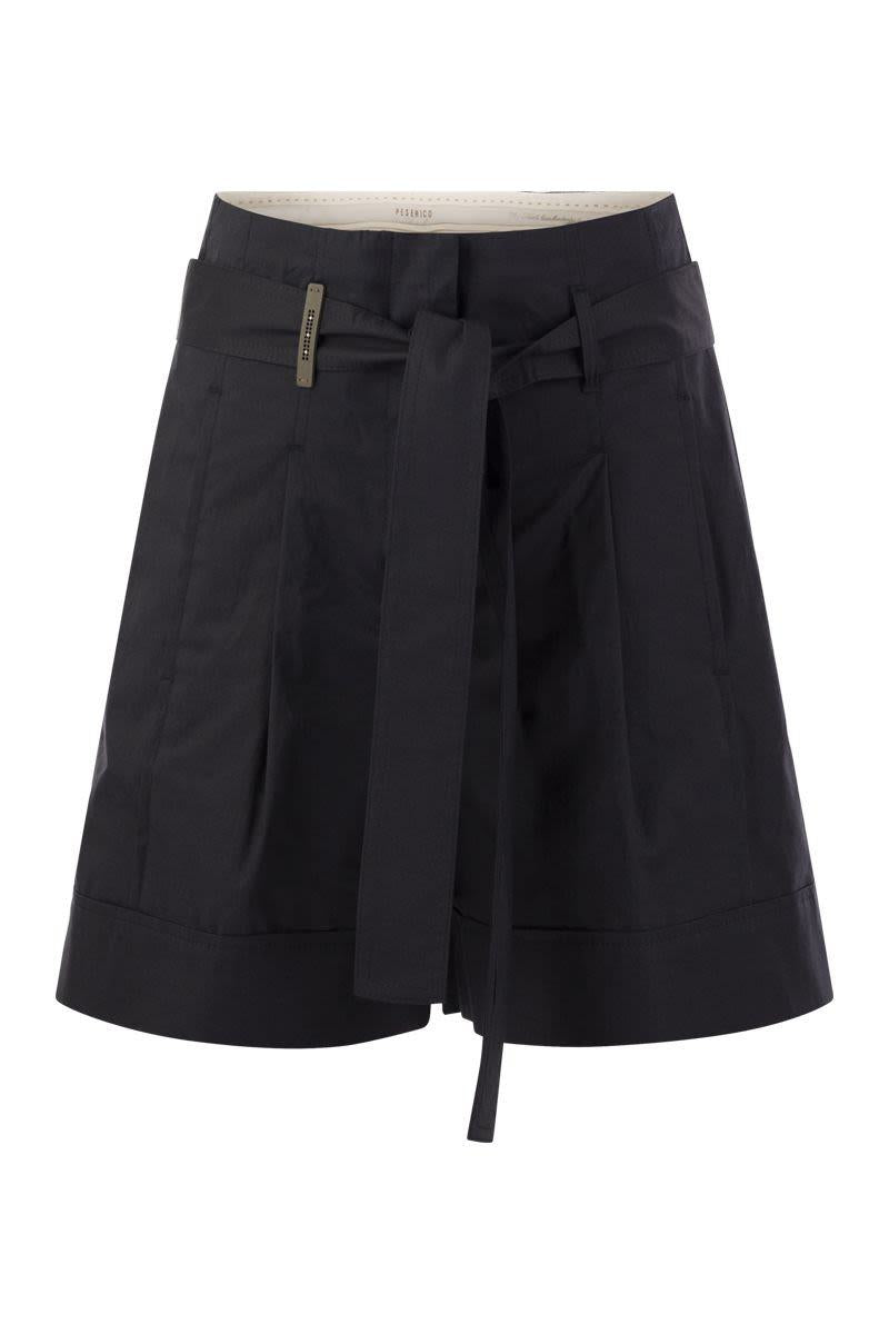 Peserico Short With Pleats And Stretch Cotton