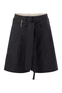 Peserico Short With Pleats And Stretch Cotton