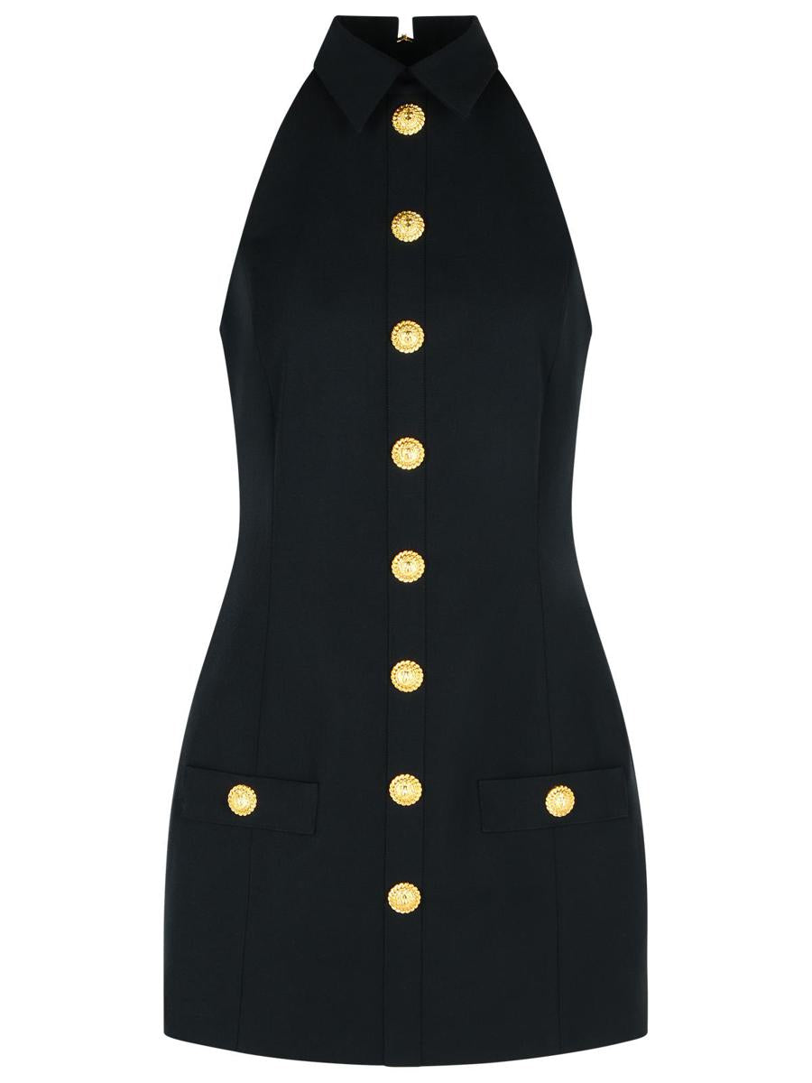 Balmain Black Virgin Wool Short Dress