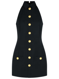 Balmain Black Virgin Wool Short Dress