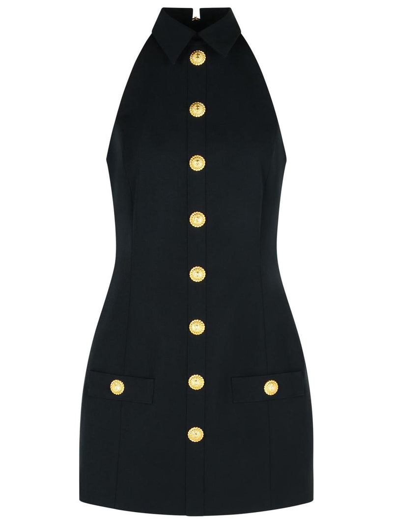 Balmain Black Virgin Wool Short Dress