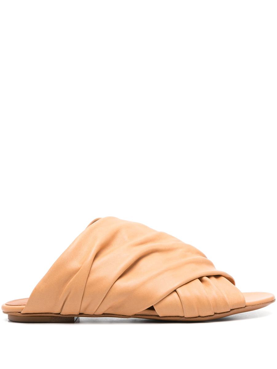 Forte_Forte Leather Crossed Flat Sandals Shoes