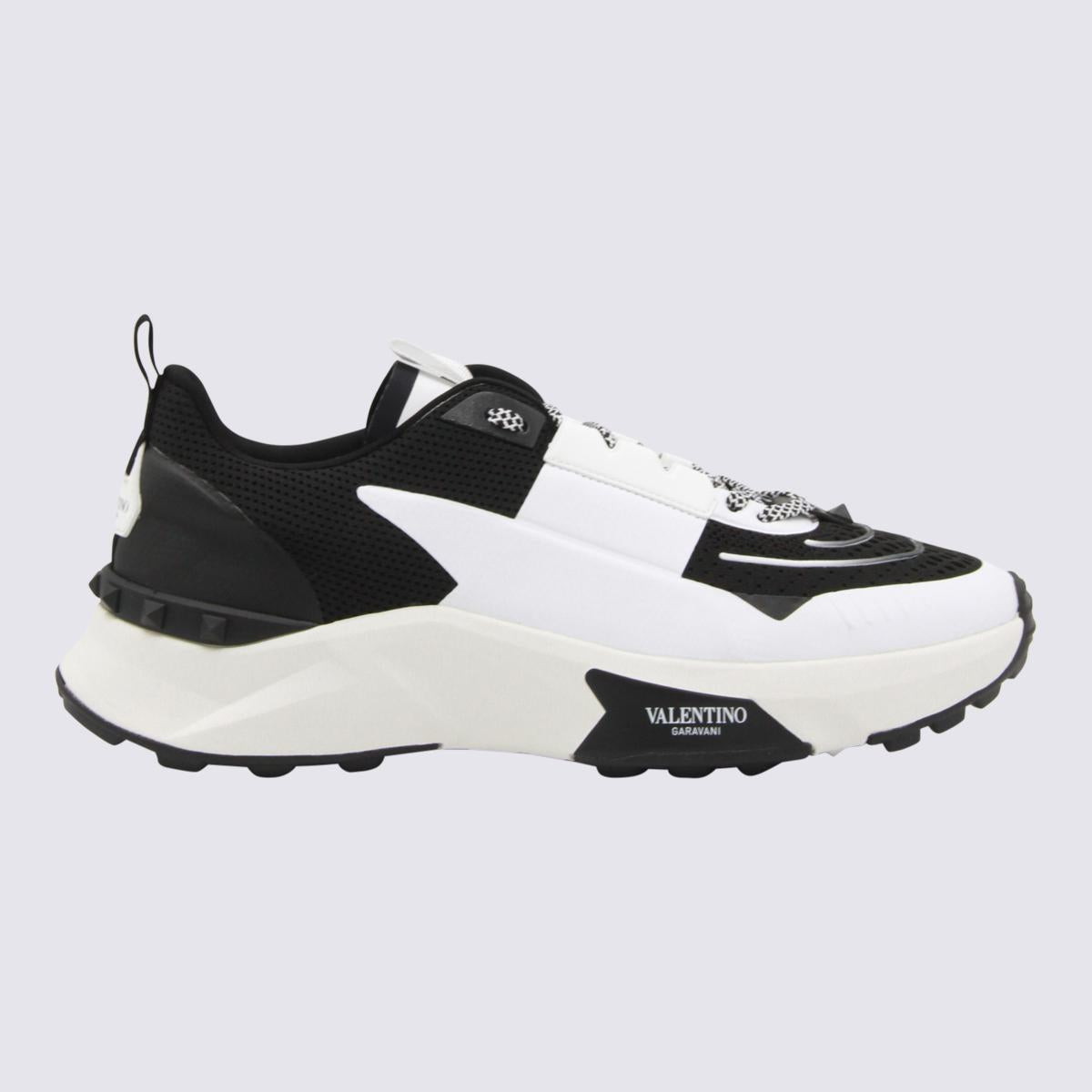 Valentino Garavani White And Black Leather True Act Sneakers
