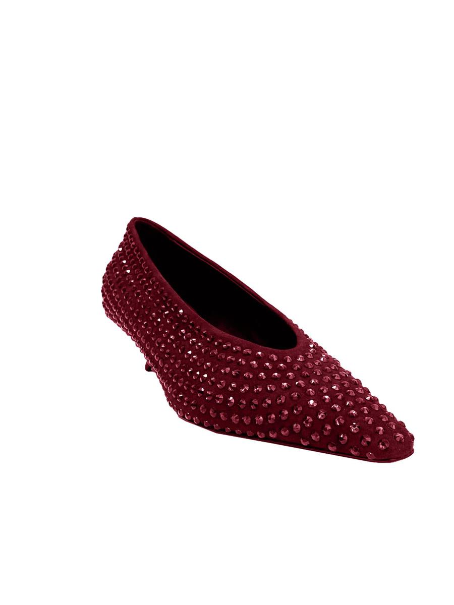 La Rose Heeled Ballerina Shoes Crystal Bordeaux