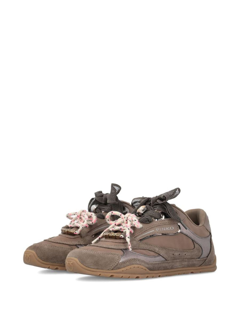 Pinko 'Yulia' Brown Sneakers With Mesh Insert