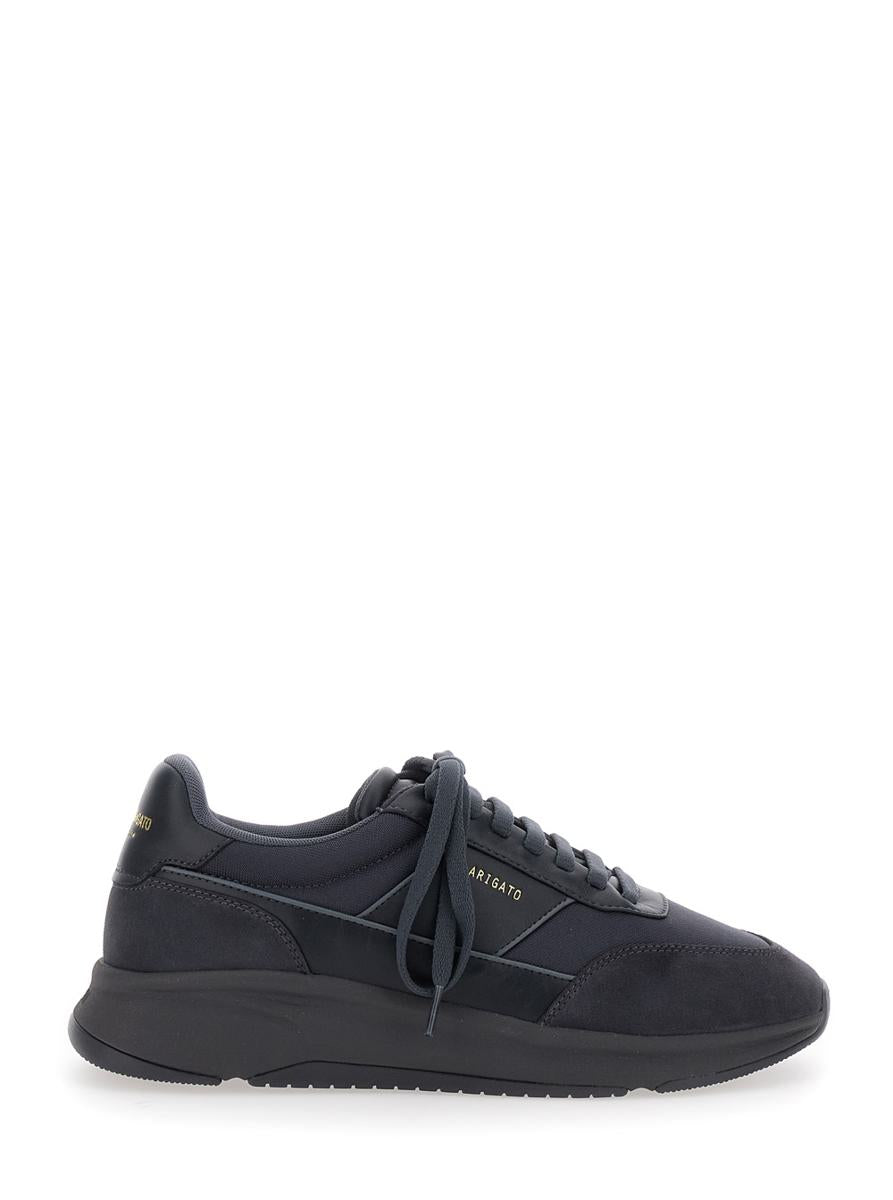 'Genesis Neo Runner' Black Low Top Sneakers With Logo Lettering On Tongue And Heel In Leather Blend Man