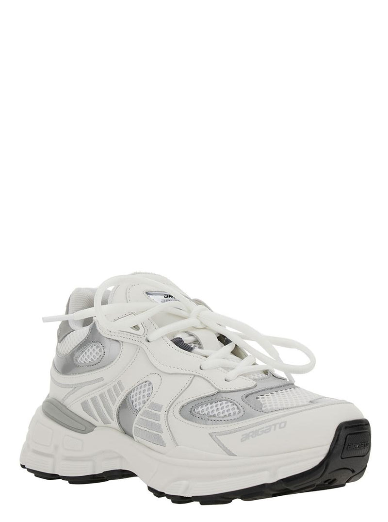 'Marathon Ghost Runner' White Low Top Sneakers With Reflectivce Details In Leather Blend Woman