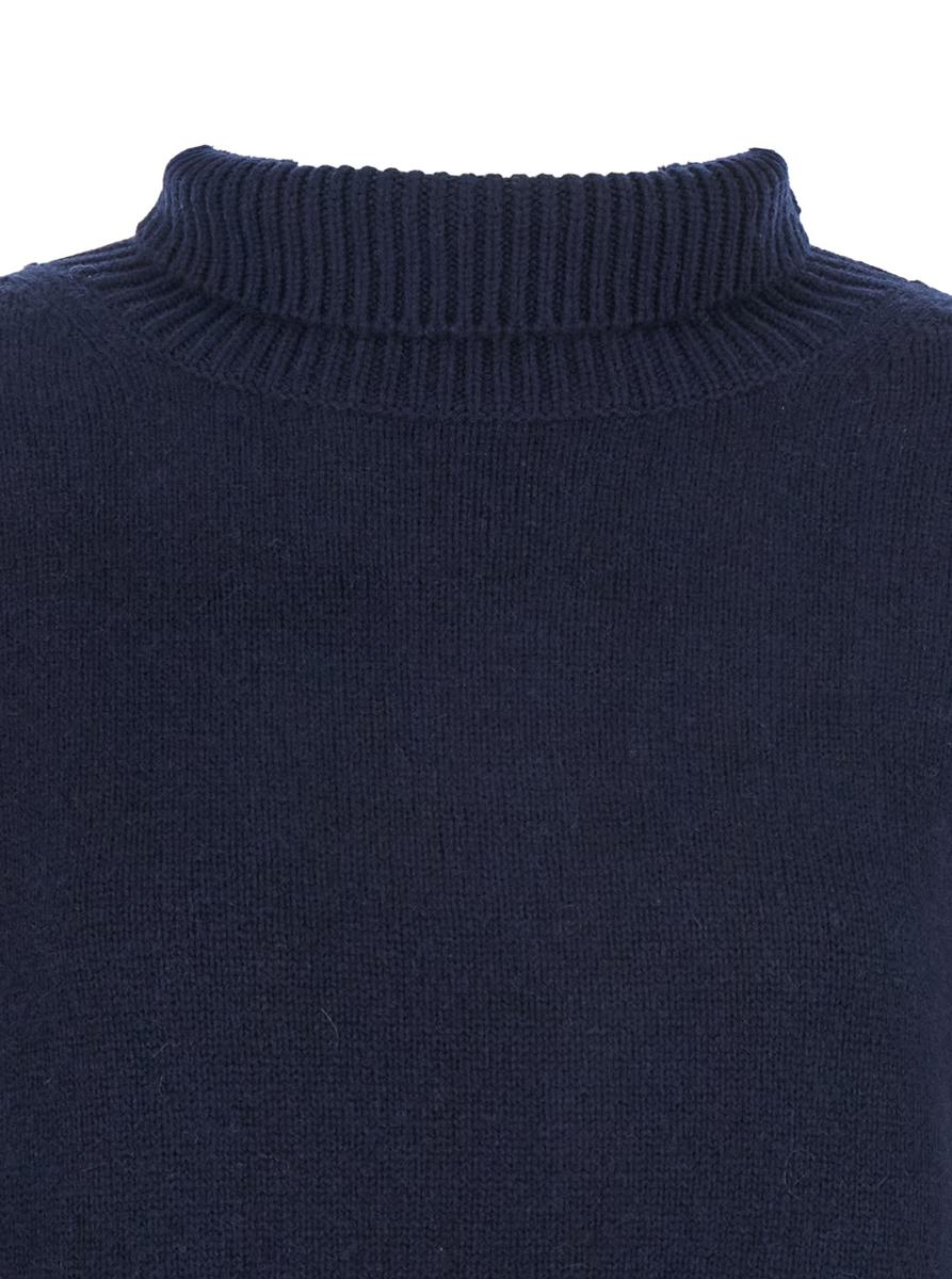 'Boyfriend' Blue Turtleneck Sweater With Dropped Shoulders In Cashmere Woman