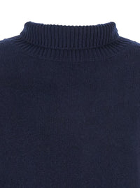 'Boyfriend' Blue Turtleneck Sweater With Dropped Shoulders In Cashmere Woman