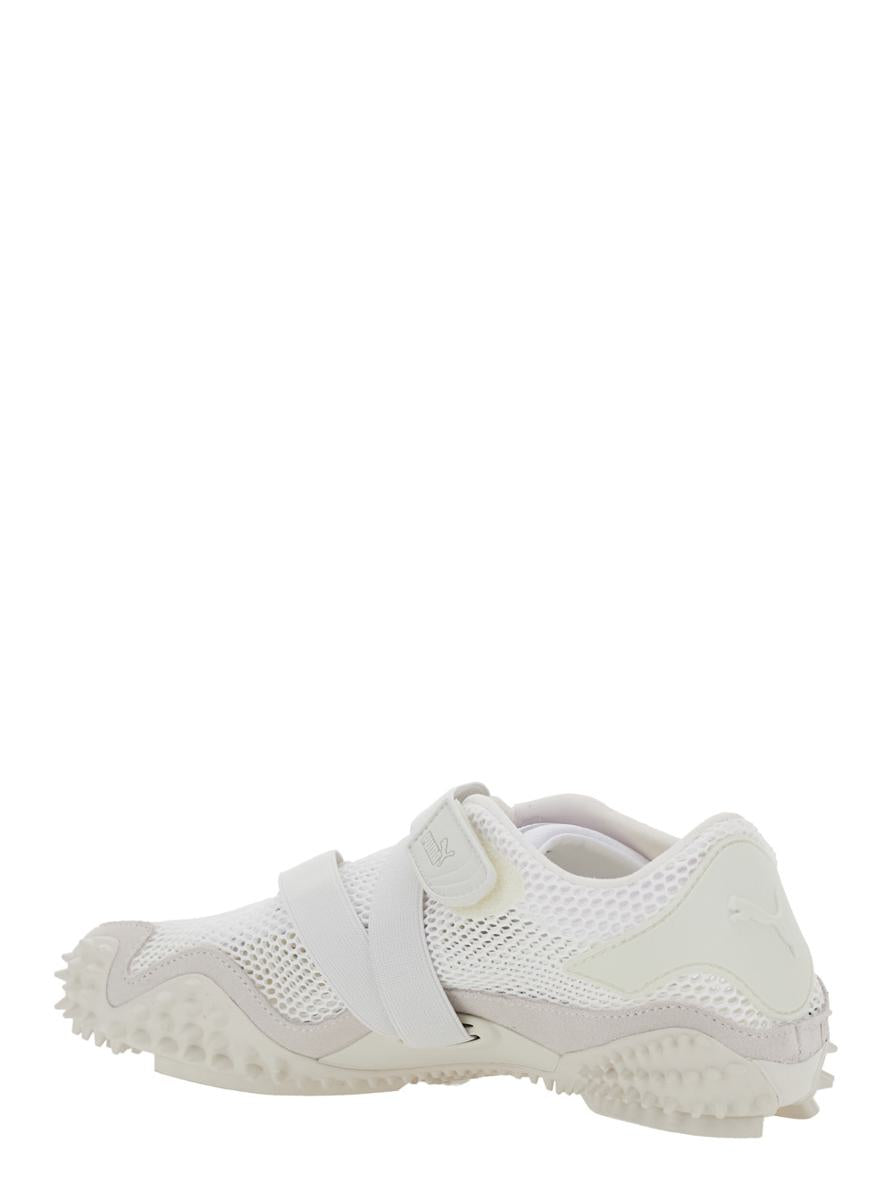 ‘Mostro' White Low Top Sneaker With Logo On Heel And Mesh Inserts In Fabric Unisex