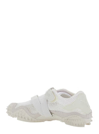 ‘Mostro' White Low Top Sneaker With Logo On Heel And Mesh Inserts In Fabric Unisex