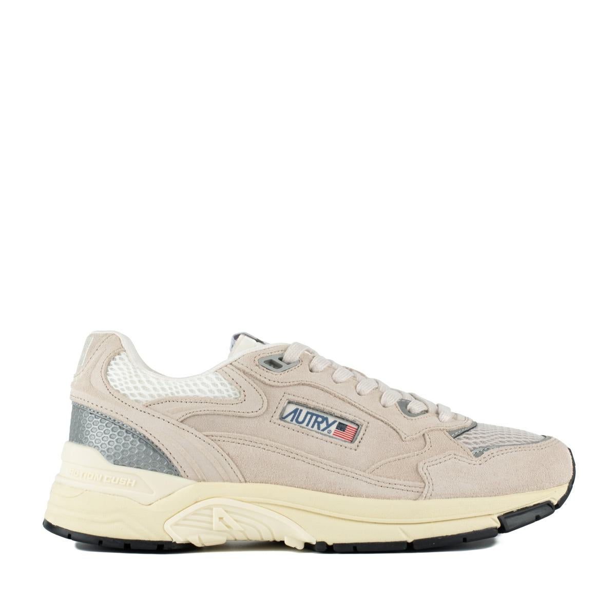 Autry Sand And Silver Mesh And Suede Hyperway Sneakers