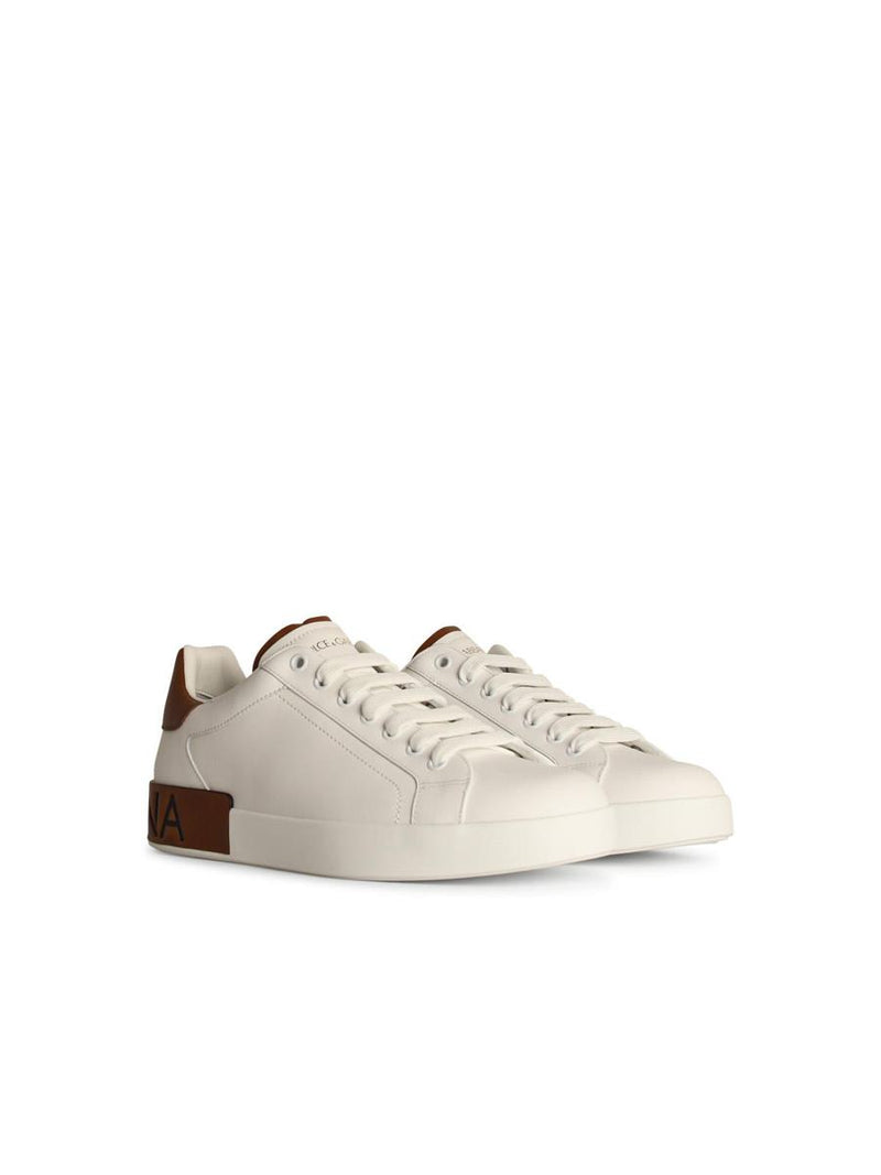 Dolce & Gabbana 'Portofino' White Leather Sneakers