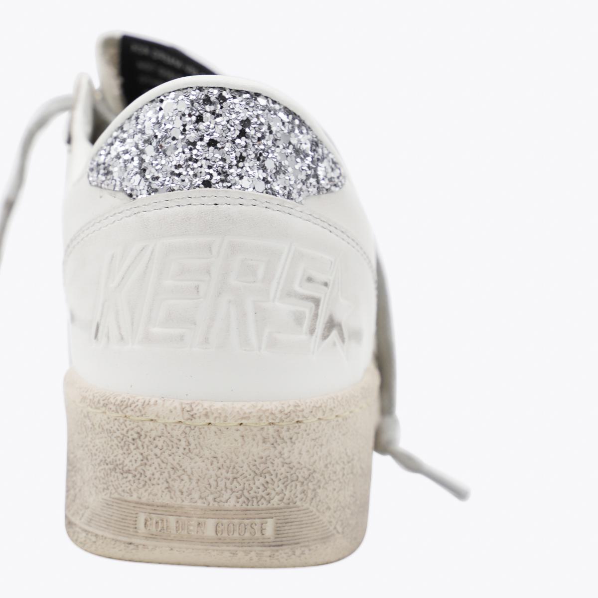 Golden Goose White And Silver Leather Ballstar 2 Sneakers